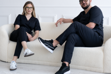 stylish doctor medical clothing attire Audrey Alessandro scrub top Julietta Fabio pants 006